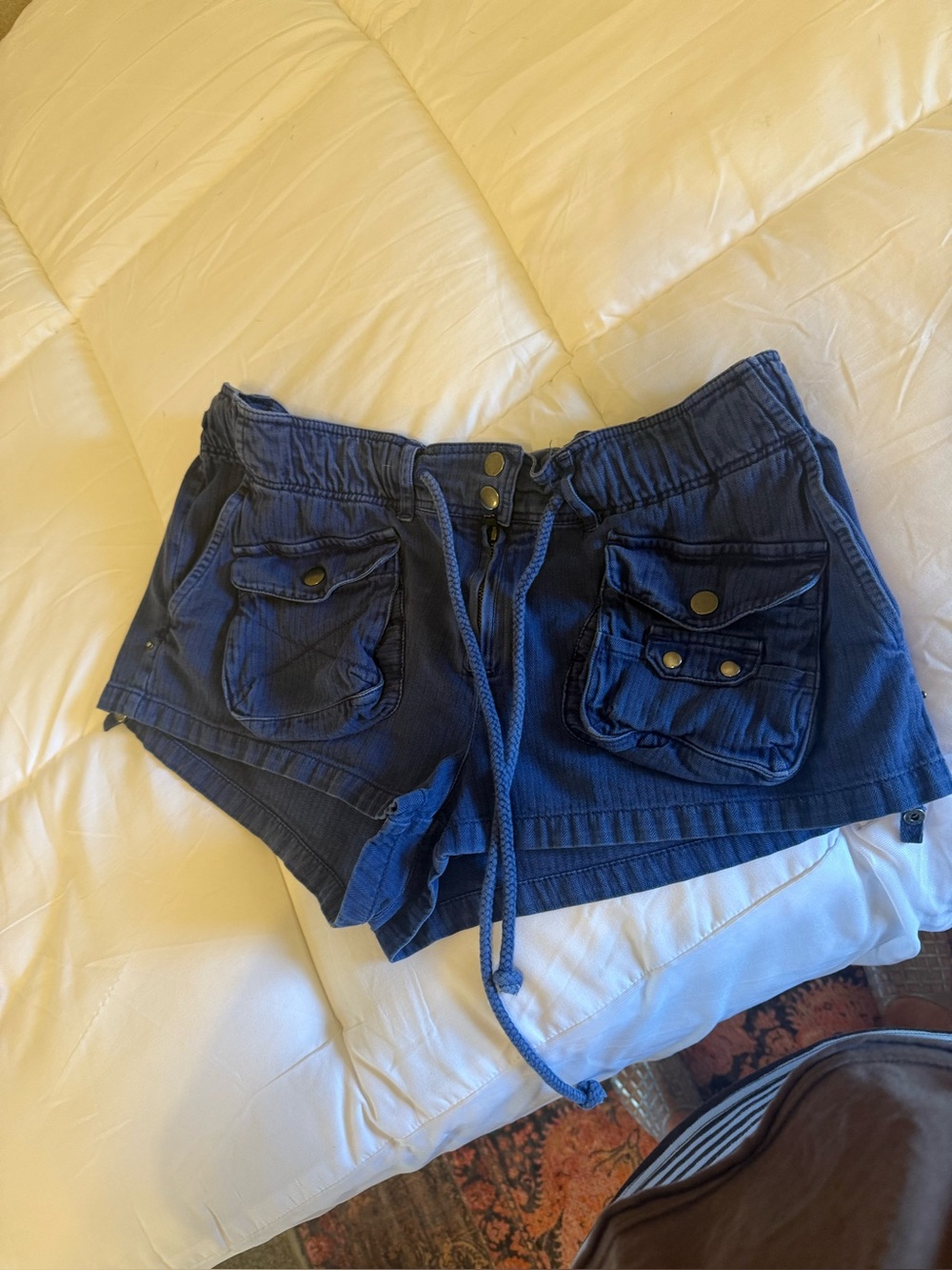 We The Free Navy Blue Cargo Drawstring Shorts